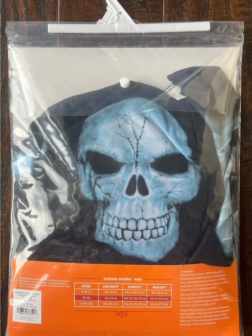 Kids Blue Glow Skeleton Costume with Hooded Mask